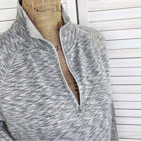 Aeropostale Live Love Dream Marled Quarter Zip Activewear Top Gray Lined Medium - Picture 5 of 13
